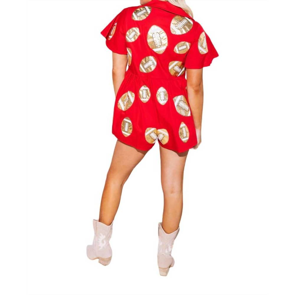 NEW QUEEN OF SPARKLES football romper in red & gold - Picture 4 of 4